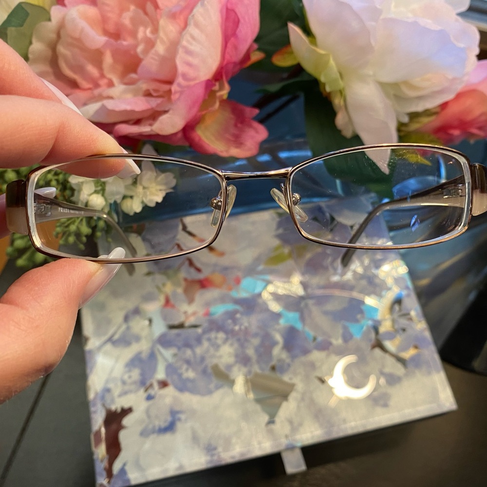 Prada Glasses 👓 Authentic 👓 Silver/Brown/Tan - Picture 2 of 11